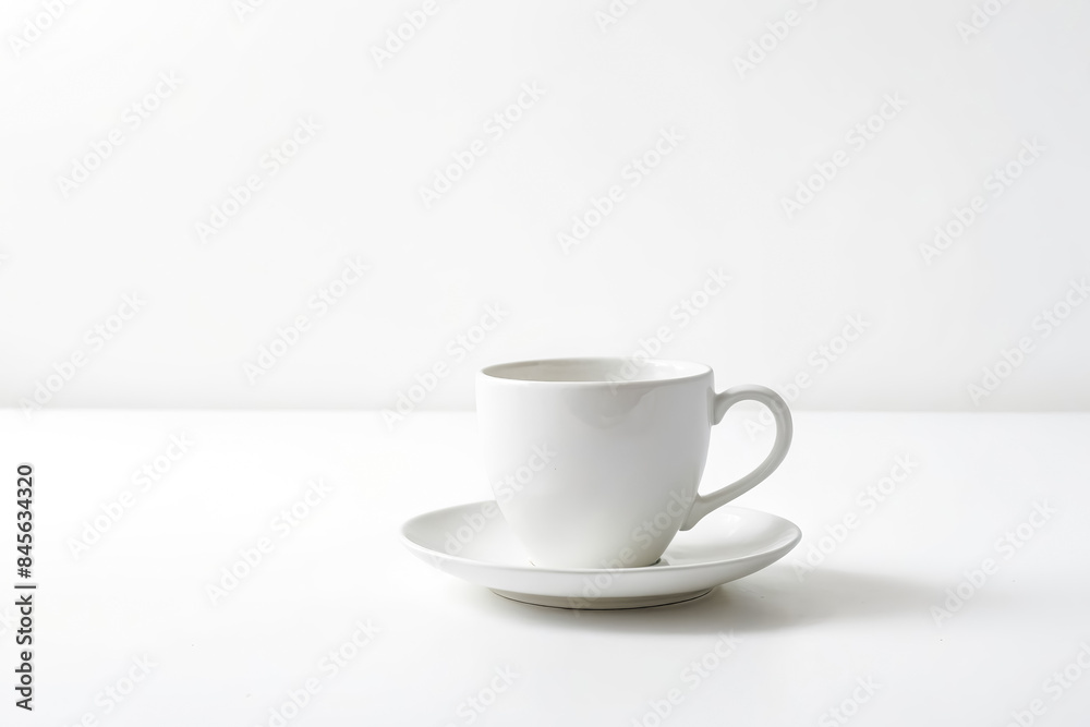 Empty White Coffee Cup and Saucer on White Background Empty White Coffee Cup and Saucer on White Background