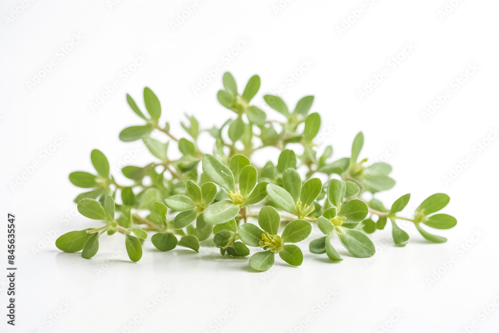 Naklejka premium Green Purslane Sprig with Flowers