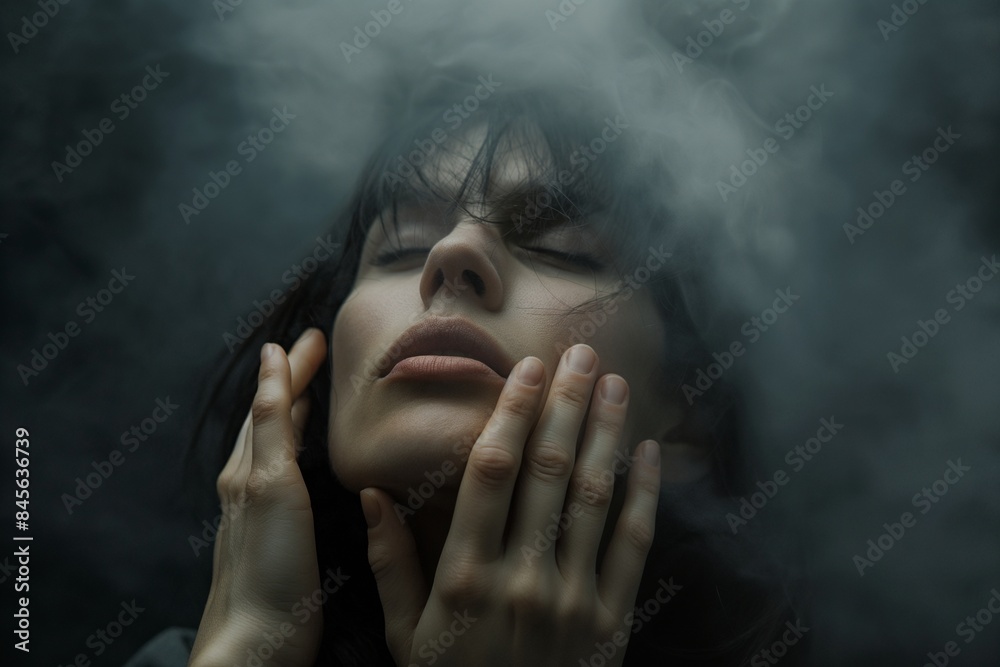 Mystical Woman Shrouded in Mist - Enigmatic Portrait, Halloween Horror Concept Mystical Woman Shrouded in Mist - Enigmatic Portrait, Halloween Horror Concept