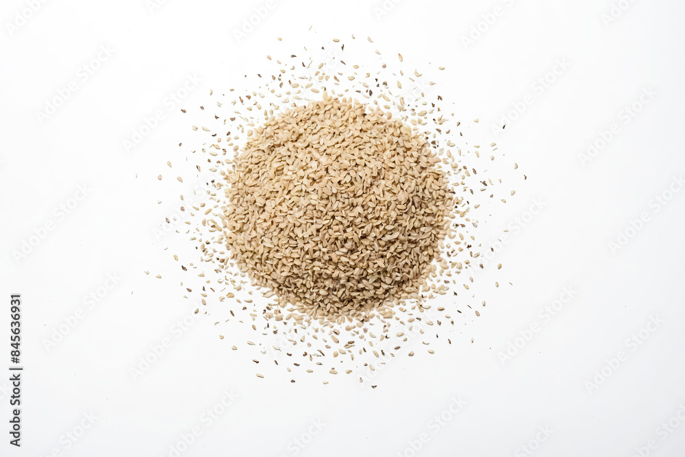 Sesame Seeds Scattered On White Background Sesame Seeds Scattered On White Background