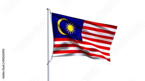Waving flag of malaysia isolated on transparent background.