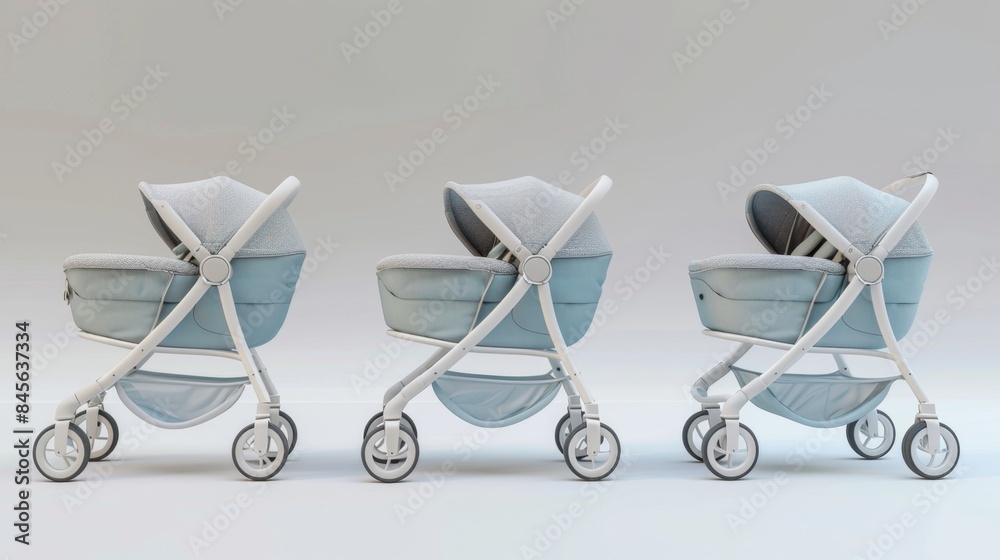 Modern Baby Stroller on White Background, Generative AI Modern Baby Stroller on White Background, Generative AI