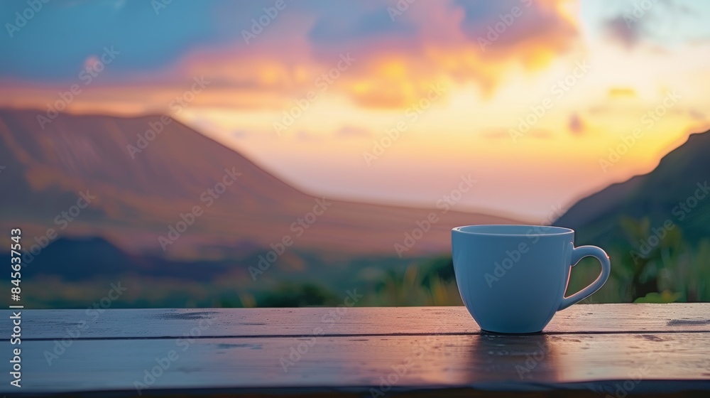 Cliffside Coffee at Sunset. A tranquil scene with a cup of coffee placed on a rugged cliff, overlooking a vibrant sunset and misty mountains, evoking a sense of solitude and beauty. Cliffside Coffee at Sunset. A tranquil scene with a cup of coffee placed on a rugged cliff, overlooking a vibrant sunset and misty mountains, evoking a sense of solitude and beauty.