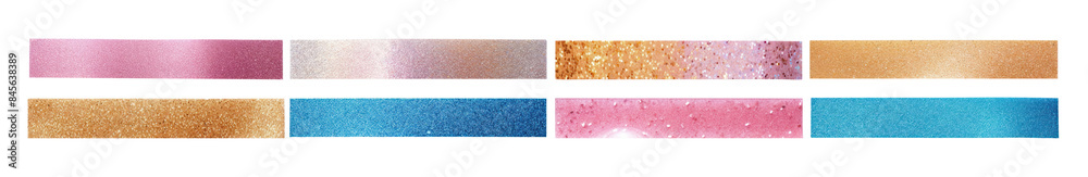 Fototapeta premium Glitter washi tape png element set on transparent background