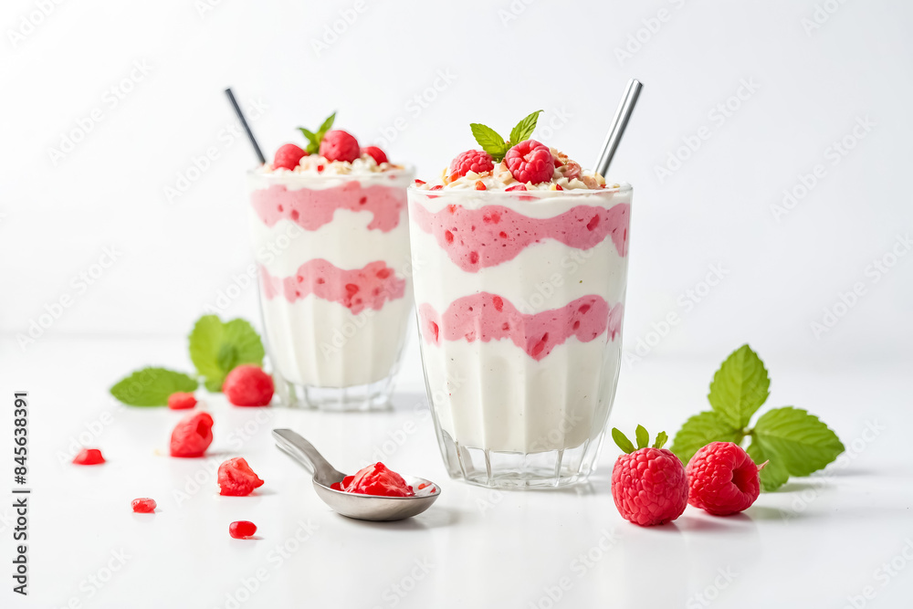 Raspberry Yogurt Parfait with White Chocolate and Mint Raspberry Yogurt Parfait with White Chocolate and Mint