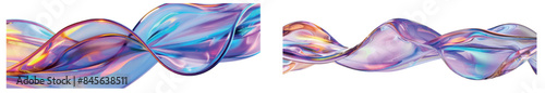 A 3D fluid motion with twisted chrome neon fluid forming a liquid metallic shape on a transparent background