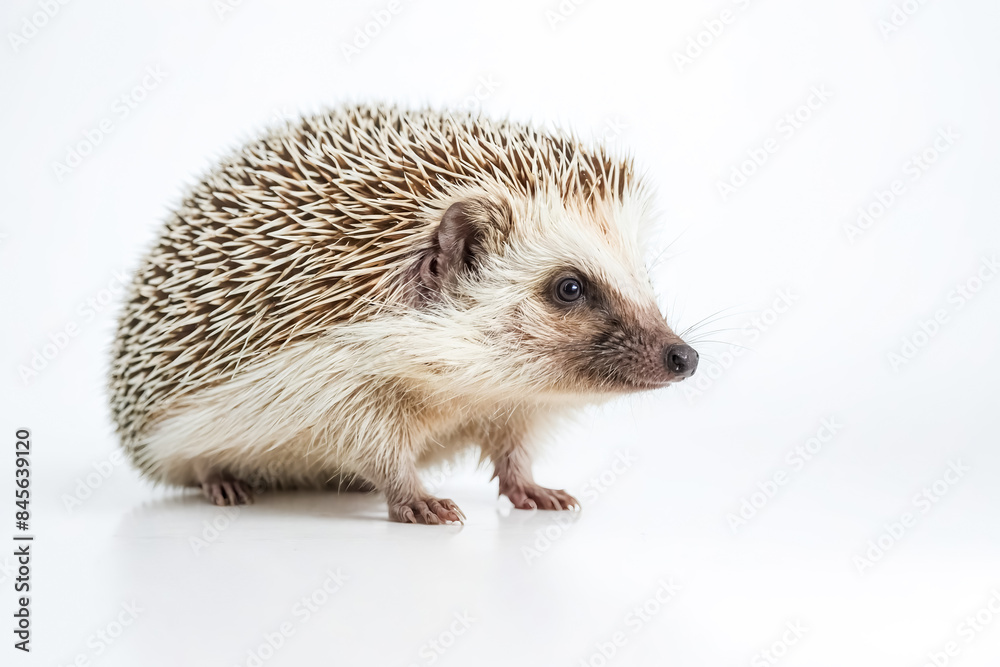 Hedgehog with Spikes on White Background
