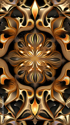 Abstract Gold Floral Shapes Design