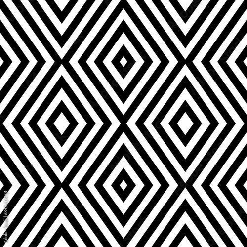 Seamless pattern with Seamless pattern with rhombus motifs in black and white