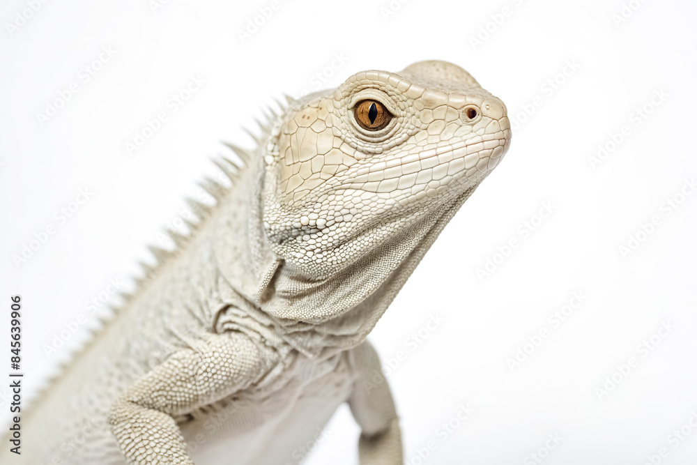 Fototapeta premium Close-up of a White Lizard with a Curious Expression