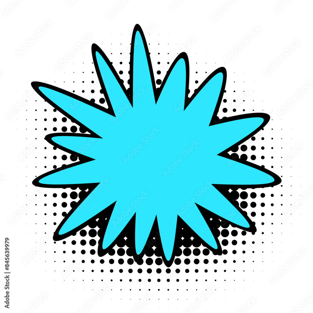 Obraz premium Cyan Burst on Dotted Halftone