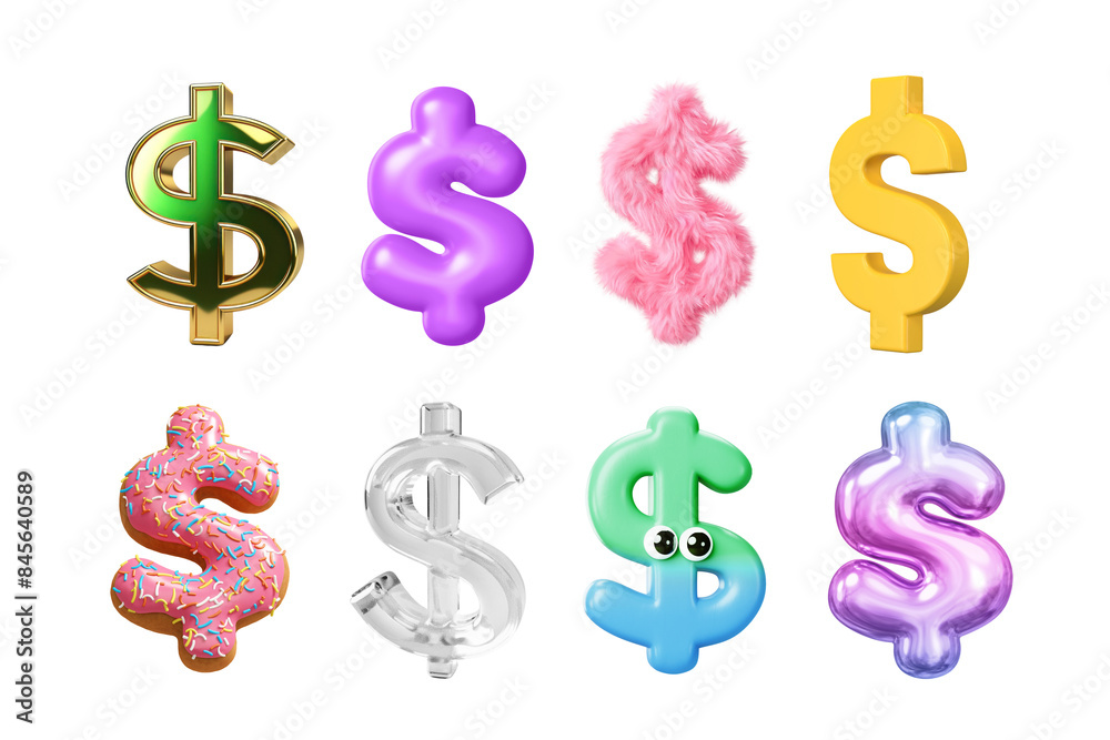 Obraz premium 3d dollar icons set