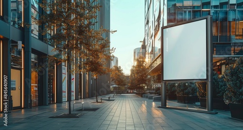 Blank Billboard on City Street During Autumn