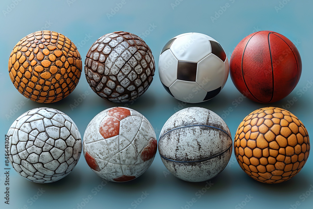 collection of balls isolated on blue, sports and recreation for a healthy lifestyle collection of balls isolated on blue, sports and recreation for a healthy lifestyle