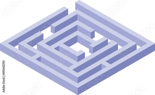 Complex three dimensional light blue labyrinth is standing on a white background