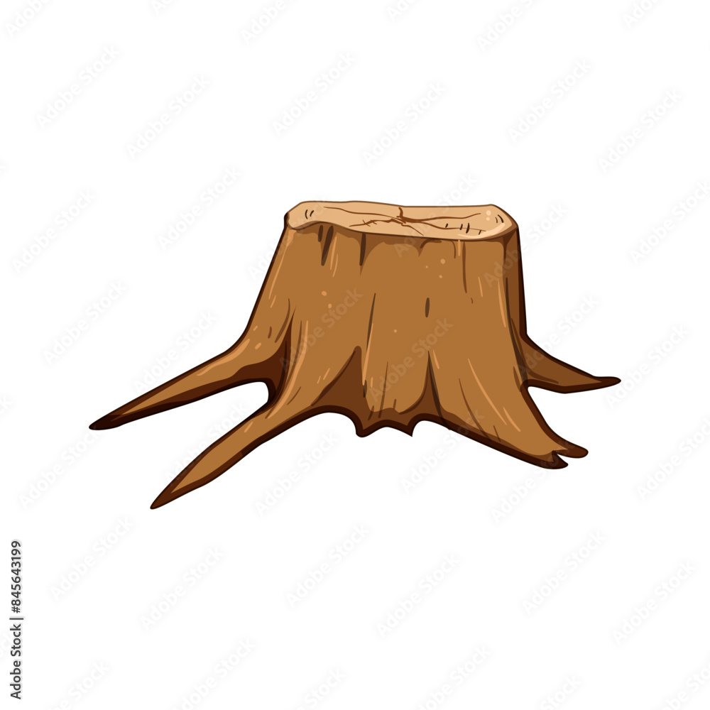 Fototapeta premium removal stump cartoon. log bark, texture age, broken timber removal stump sign. isolated symbol vector illustration