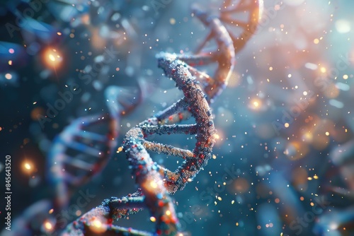 3d helix chromosome or Dna structure  technology science background. 3d render illustration