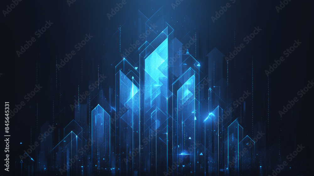 Abstract technology background with glowing arrows pointing up representing growth and success Abstract technology background with glowing arrows pointing up representing growth and success