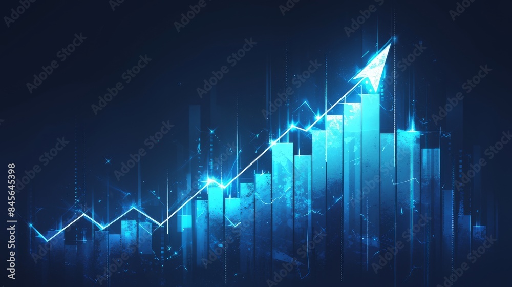 Abstract glowing chart with upward arrow representing growth and success Abstract glowing chart with upward arrow representing growth and success