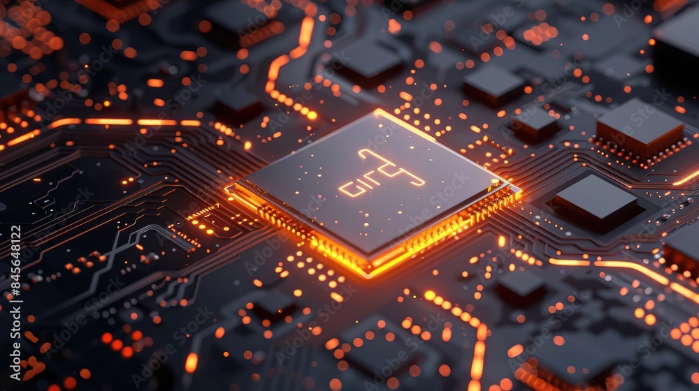 powerful computer processor microchip with the word representing artificial intelligence, AI technology powerful computer processor microchip with the word representing artificial intelligence, AI technology