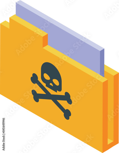 Yellow folder with skull and crossbones representing digital danger and cyber threats