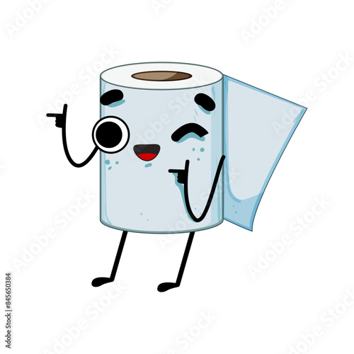roll toilet paper character cartoon. poop cute, emoji tissue, poo clean roll toilet paper character sign. isolated symbol vector illustration