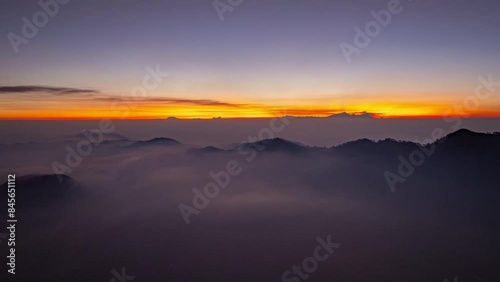 Wallpaper Mural Time lapse At Penanjakan Peak Bromo, the highest viewpoint to watch the sun rise in the morning. amazing volcano constantly spews white smoke from its crater. Amazing Bromo volcanoes in sunrise Torontodigital.ca