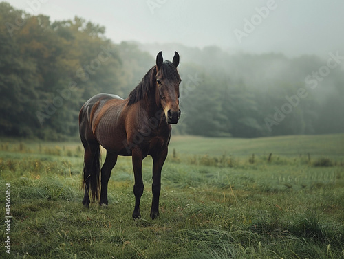 Majestic Horse in Misty Field © pavlofox