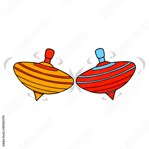 battle spinning top illustration hand drawn isolated vector	
