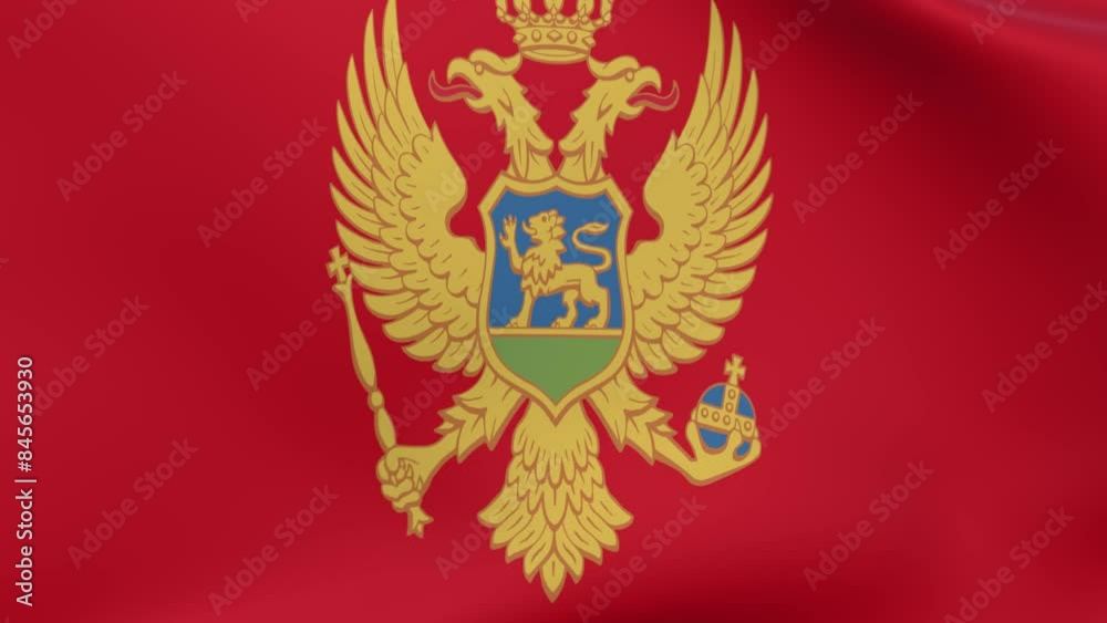 Waving flag of Montenegro Animation 3D render Method Waving flag of Montenegro Animation 3D render Method