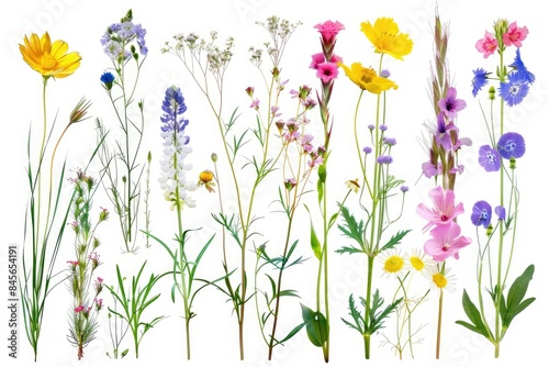 Colorful wild flower composition isolated on white background. © Roshani