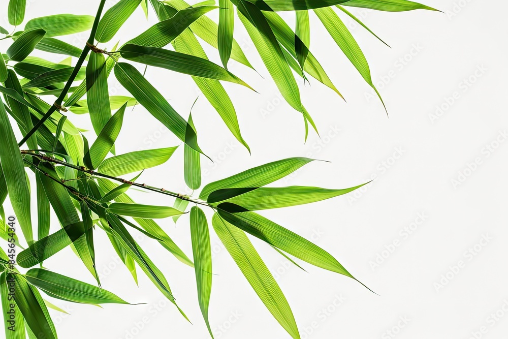 Naklejka premium Bamboo leaves on white background