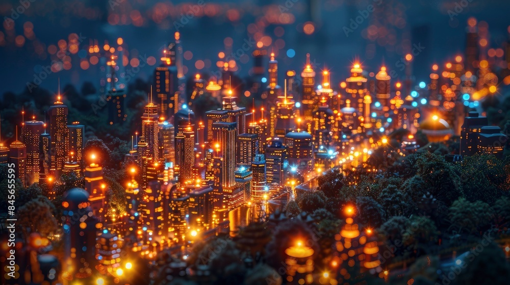Obraz premium Detailed shot of a smart grid system optimizing energy distribution in a city
