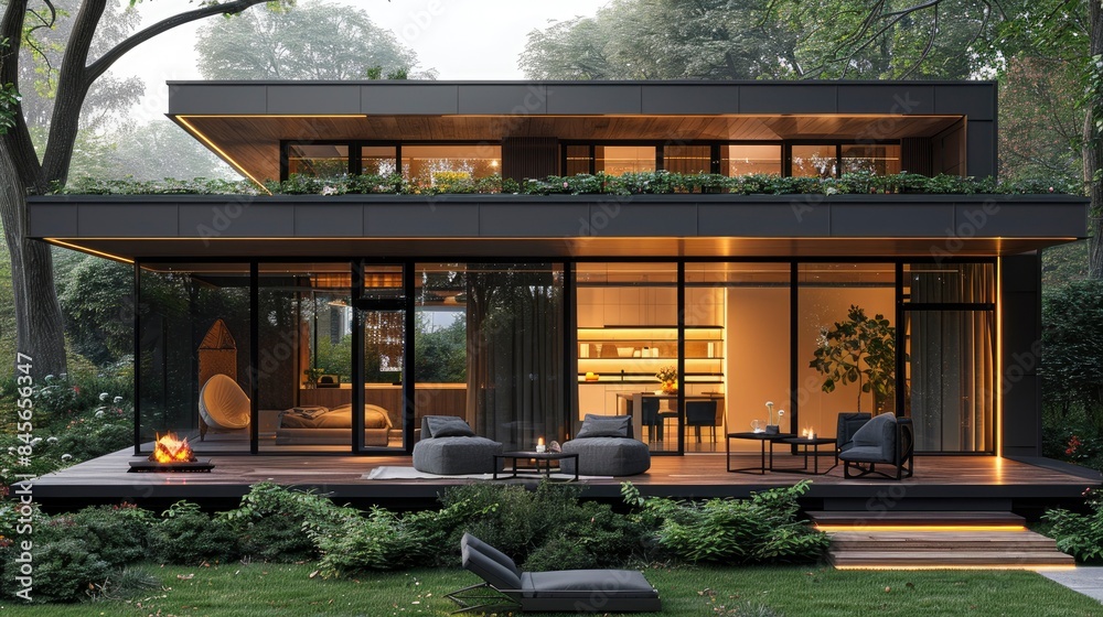 Image of a smart home with integrated solar panels and battery storage Image of a smart home with integrated solar panels and battery storage