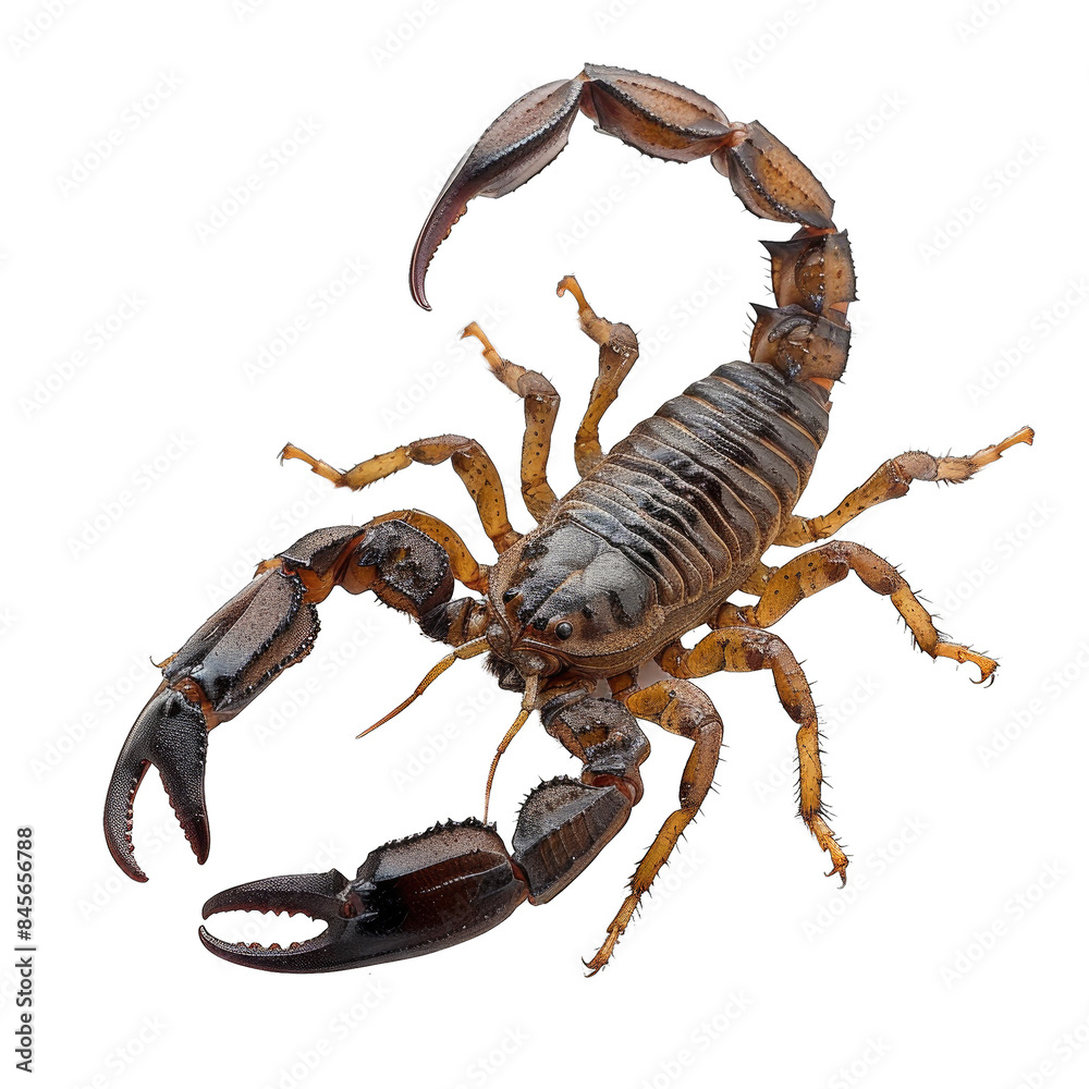 a scorpion isolated on white background in studio shot a scorpion isolated on white background in studio shot