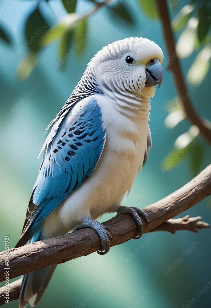 Fototapeta premium Budgerigars (Melopsittacus undulatus) sitting on a branch