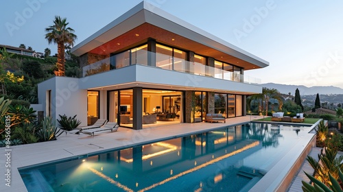 Modern Big Villa with Infinity Pool and Scenic View at Sunset © Cheetose