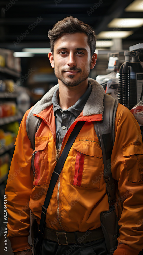 Portrait of Gas Station Attendant: Service personnel at work.