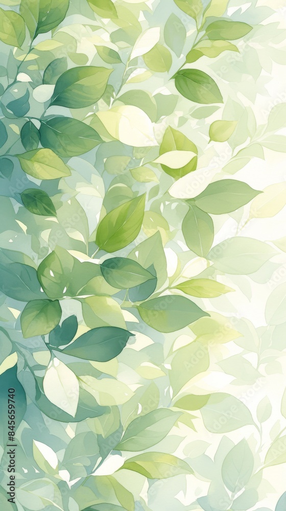 Illustration of a fresh and bright green leaves background Illustration of a fresh and bright green leaves background