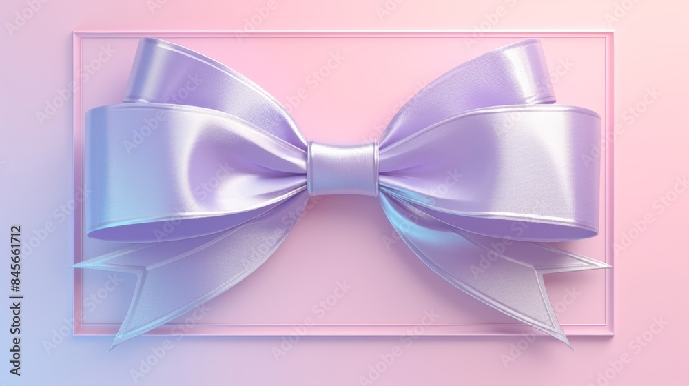 Big satin ribbon bow on pink background with gradient pastel colors Big satin ribbon bow on pink background with gradient pastel colors
