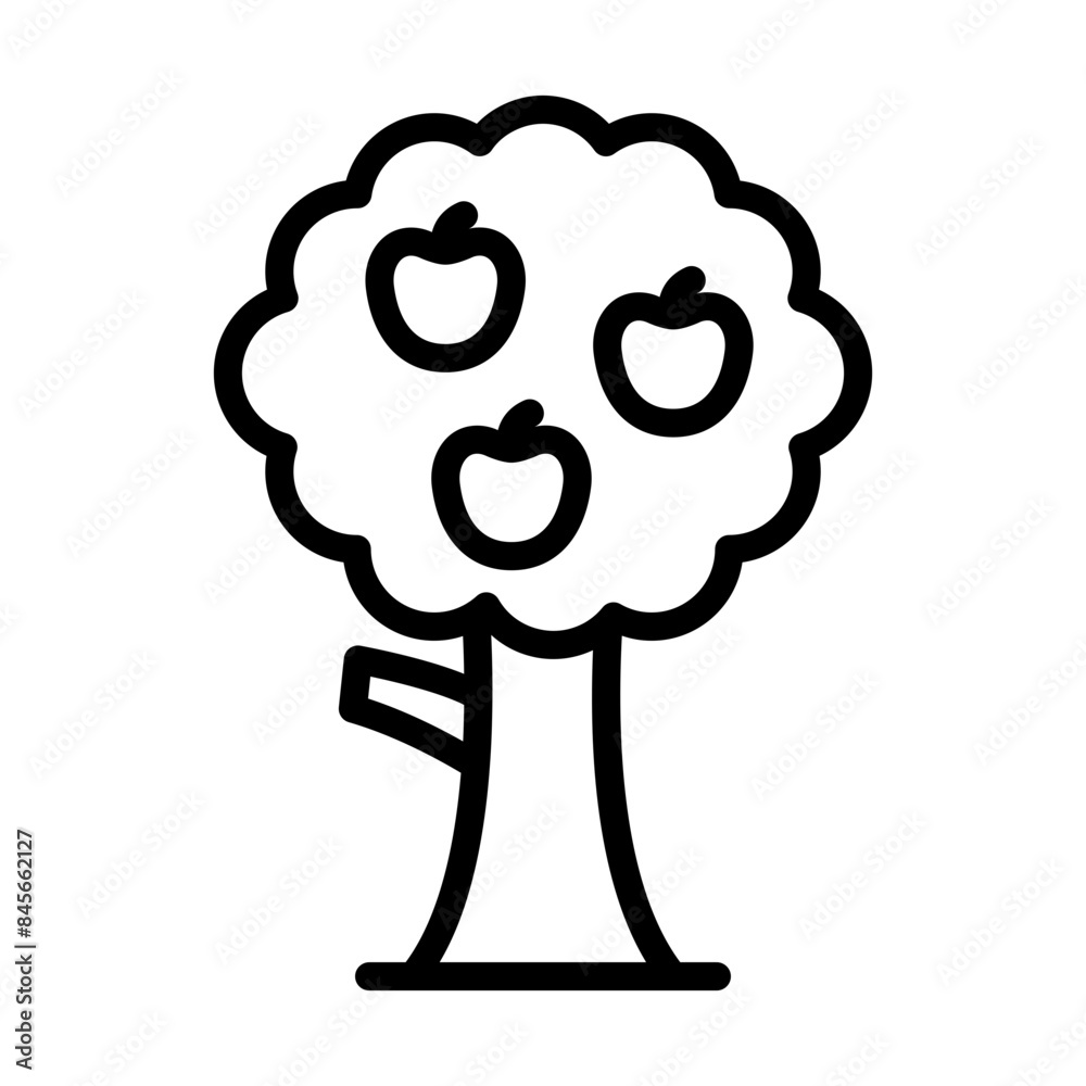 Obraz premium Apple tree line icon. Tree icon. Trees icon isolated on white background. Transparent background, minimalist symbol. Vector images