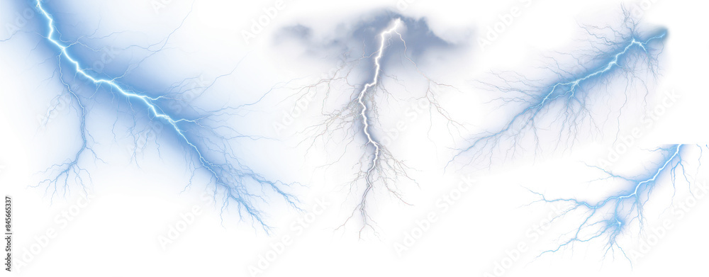 Blue lightning thunderstorm effect set Blue lightning thunderstorm effect set