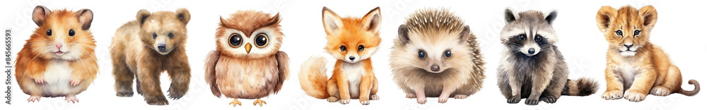 Fototapeta premium Baby Animal wildlife cute set
