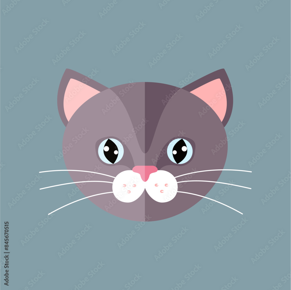 Free vector cute cat head in flat cartoon style Free vector cute cat head in flat cartoon style