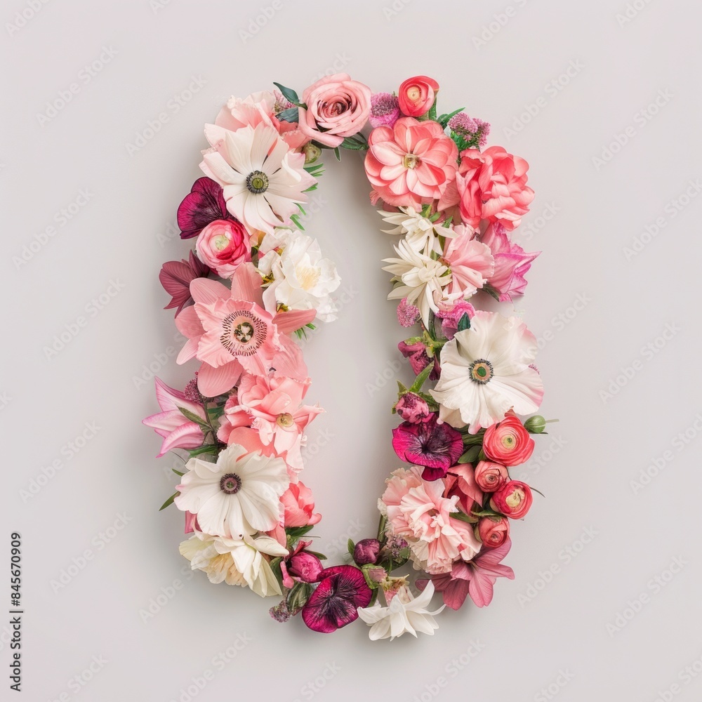 Number 0 made of real natural flowers and leaves on a white background. Flower font concept. Summer and valentine's day creative idea. Number 0 made of real natural flowers and leaves on a white background. Flower font concept. Summer and valentine's day creative idea.