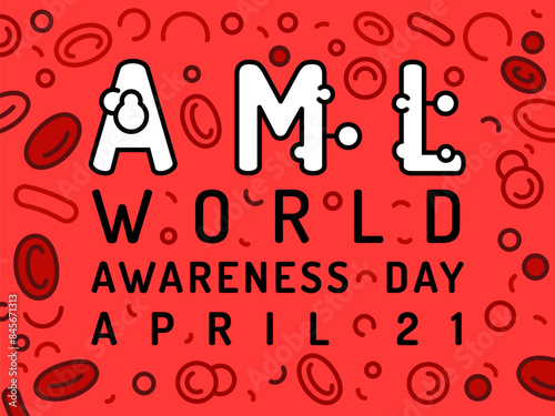 Leukemia awareness day in april. Horizontal banner in red and white color