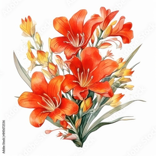 Crocosmia, isolated on white background
