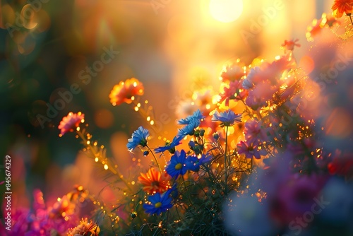 Blooming Flowers in Golden Sunlight © AgungRikhi
