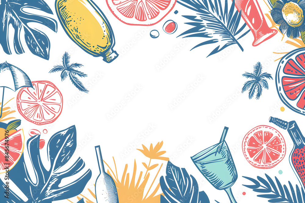 Hand-Drawn Summer Icons Banner with Copy Space Hand-Drawn Summer Icons Banner with Copy Space