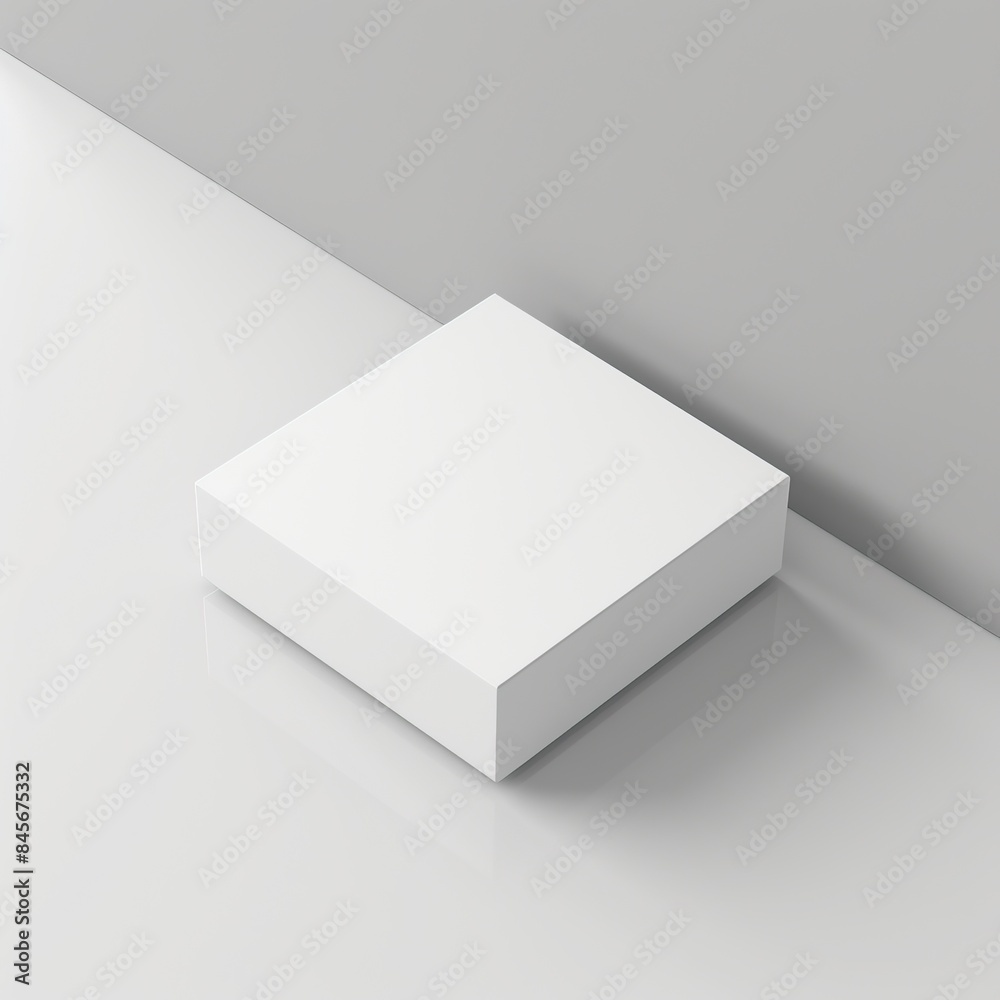 Minimalist white square display podium or platform on a clean background, perfect for product presentation or design showcase. Minimalist white square display podium or platform on a clean background, perfect for product presentation or design showcase.